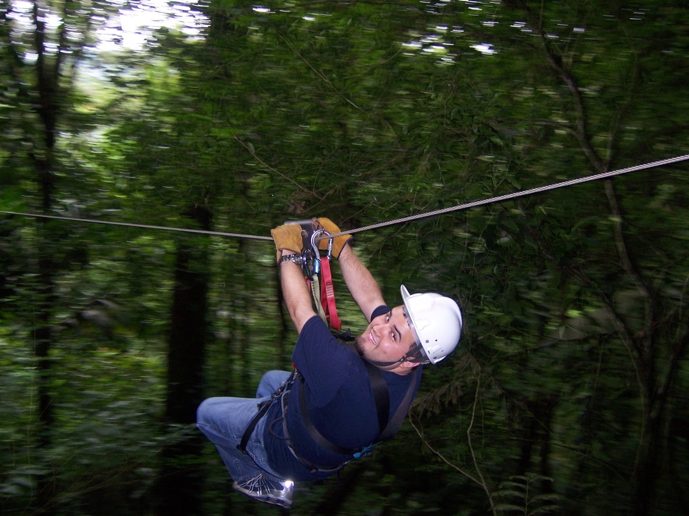Zip lining through rainforest in Costa Rica
